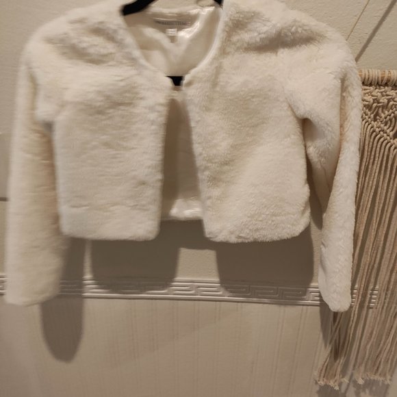 Nanette kids white furry shrug jacket size children's 7/8 Easter, Spring - Picture 1 of 9